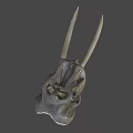 Ancient Dinosaur Skull Fossil With Prehistoric Bone Structure And Detailed Texture