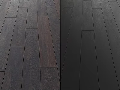 Dark Brown and Black Wooden Floor Planks Featuring Natural Grain Patterns 3d model