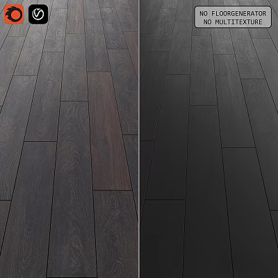 Dark Brown and Black Wooden Floor Planks Featuring Natural Grain Patterns 3d model