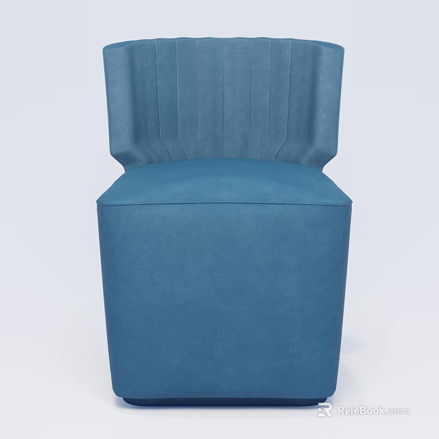 Modern Blue Fabric Single Sofa With Pleated Back Design For Living Room 3d model 