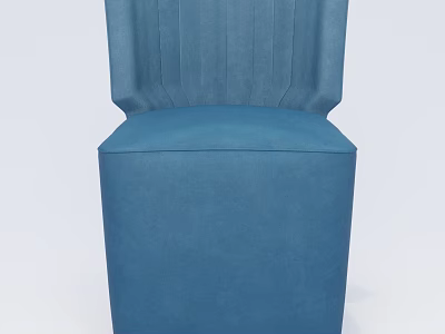 Modern Blue Fabric Single Sofa With Pleated Back Design For Living Room 3d model