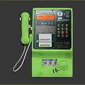 Green Public Payphone Equipment With Telephone Handset Numeric Keypad And Display Screen