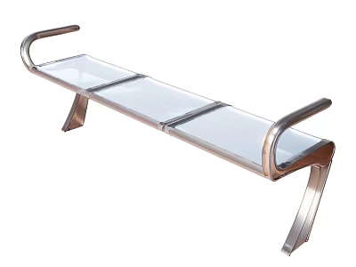 Modern Leisure Chair with Glass Panel Seats and Curved Metal Armrest Design 3d model