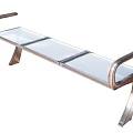 Modern Leisure Chair with Glass Panel Seats and Curved Metal Armrest Design
