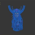 Sci Fi Fantasy Female Character Bust With Antler Like Headdress And Purple Pink Iridescent Armor