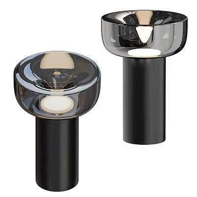 Modern Table Lamp With Transparent Glass Shade And Black Sleek Base Design 3d model