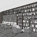modern library library space 3d model