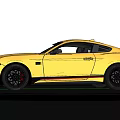 Yellow Ford Mustang Sports Car With Black Wheels And Sleek Exterior Design