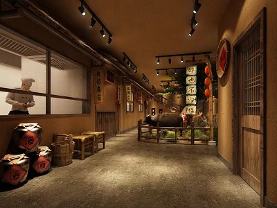 New Chinese Restaurant Late Night Barbecue Restaurant 3d model