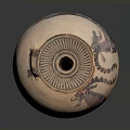 Ancient Painted Pottery Jar With Goat Motif Lid And Decorative Design