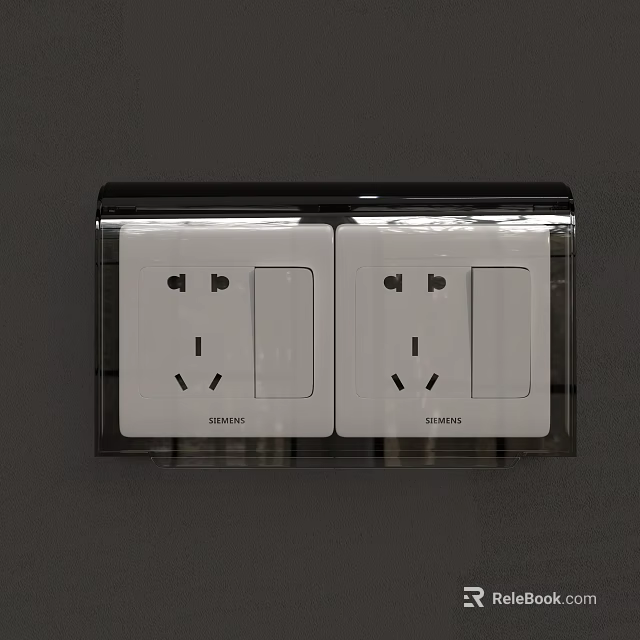 Office Electrical Appliances Siemens Double White Socket With Transparent Protective Cover For Workspace Use 3d model 