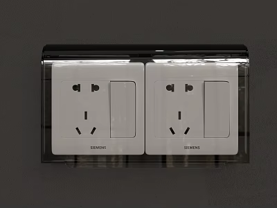 Office Electrical Appliances Siemens Double White Socket With Transparent Protective Cover For Workspace Use 3d model