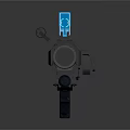 Futuristic Sci-Fi Weapon With Gray Body Blue Screen Black Grip And Tactical Features
