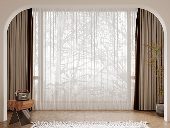 modern curtain cloth curtain 3d model