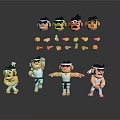 Cartoon Character Scene Components With Various Poses Facial Expressions And Body Parts