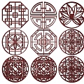 New Chinese Style Flower Lattice Carved Flower Lattice Window Flower Round Window Flower Carved Hollow Flower Window Vintage Pattern Window 3d model