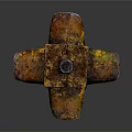 Vintage Building Exterior With Rusted Traffic Light And Retro Green Yellow Design Elements