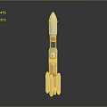 Multicolored Space Rocket Model With White Nose Cone And Side Boosters For Cosmic Exploration 3d model