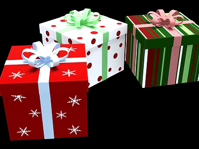 Colorful Gift Boxes with Bows and Patterns Decorative Ornament Set for Home 3d model