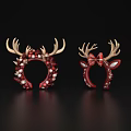 Festive Christmas Red Hair Headbands with Antlers Pearls and Bow Decorations