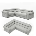 Gray Modern L Shaped Sectional Sofa With Cushioned Seats And Armrests 3d model