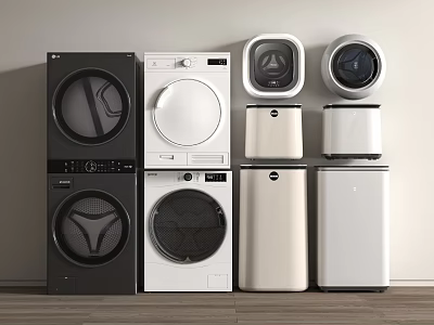 Top Modern Washing Machines Including Black White Front Load and Mini Models 3d model