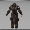 Armored Warrior Character With Creature Inspired Red Black Intricate Armor Design