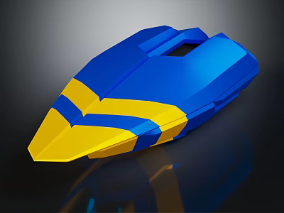 Blue and Yellow Modern Streamlined Water Vehicle with Sleek Speedboat Aerodynamic Design 3d model