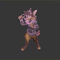 3D Rendered Cartoon Wolf Character In Black Hoodie With Fighting Pose And Red Accents