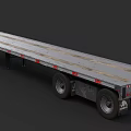 Commercial Flatbed Trailer With Long Metal Deck Dual Wheels And Reflective Strips