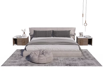 Modern Double Bed Double Bed Combination 3d model
