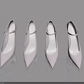 White Pointed Toe High Heels With Ankle Straps On Gray Background With Reflection 3d model