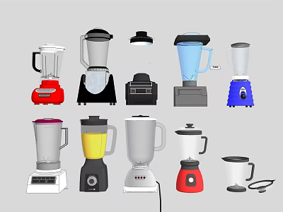Colorful Blenders With Various Colors And Styles For Kitchen Appliances 3d model