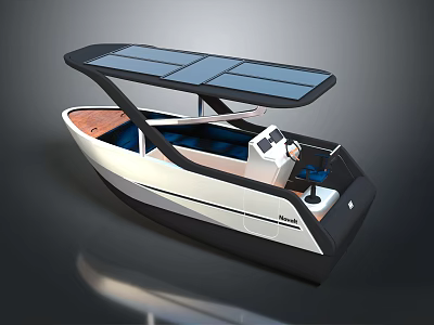 Modern Yacht Design With Solar Panel Canopy And Luxe Interior 3d model