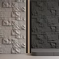 Two Tone Modern Stone Accent Wall Design With Gray And Black Textured Surfaces