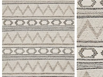 Square Rug With Geometric Zigzag Patterns And Neutral Beige Black Design 3d model