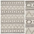 Square Rug With Geometric Zigzag Patterns And Neutral Beige Black Design