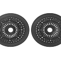 Two Black Circular Ceiling Lamp Plates With Intricate Decorative Patterns Design 3d model