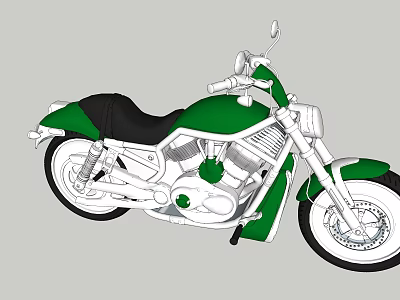 Green And Black Cruiser Motorcycle With Classic Design And Stylish Bodywork 3d model