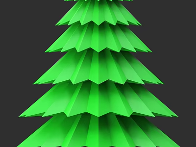 Green Origami Christmas Tree With Geometric Layered Design And Festive Look 3d model
