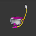 Pink Snorkel Mask And Yellow Tube Underwater Swimming Gear Set