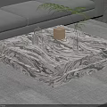 Modern Marble Coffee Table in Living Room with Glass Vase Wooden Box and Green Plant