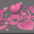 Romantic Photo Spot with Pink Heart Decorations 3D Letters and I Love You