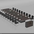 Large Modern Conference Table With Black Chairs And Document Holders Arranged In Office Meeting Room