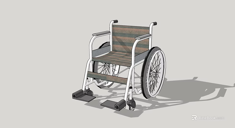 Durable Medical Wheelchair Equipment With Steel Frame Comfortable Seat And Footrest 3d model 