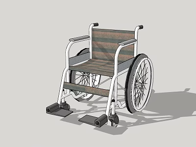 Durable Medical Wheelchair Equipment With Steel Frame Comfortable Seat And Footrest 3d model