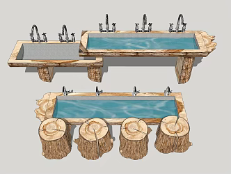 Modern Sink Log Sink 3d model