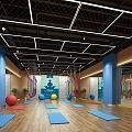 Industrial Wind Yoga Room 3d model