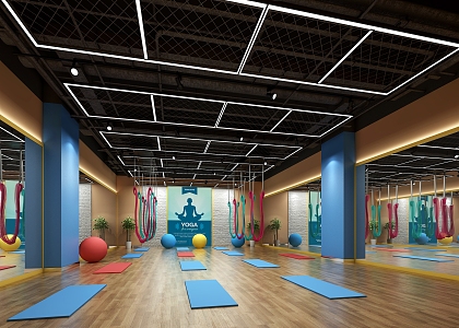 Industrial Wind Yoga Room 3d model