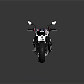 BMW Street Motorcycle White Blue Red Stripes Black Seat Black Tires Red Wheel Dark Background